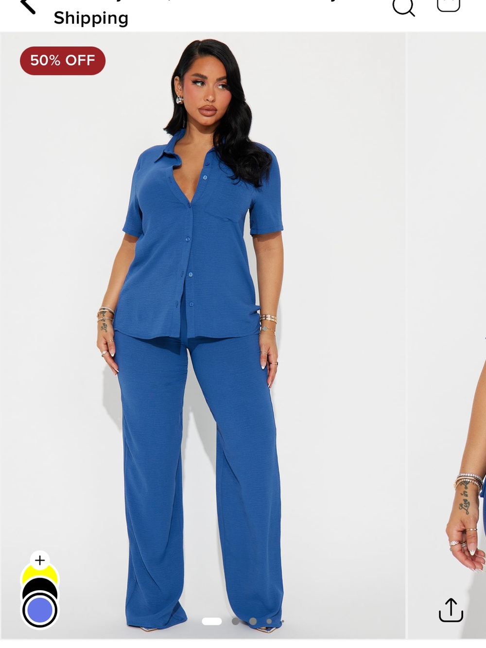 Turquoise Ocean Blue Woven Polyester Pants Suit
L